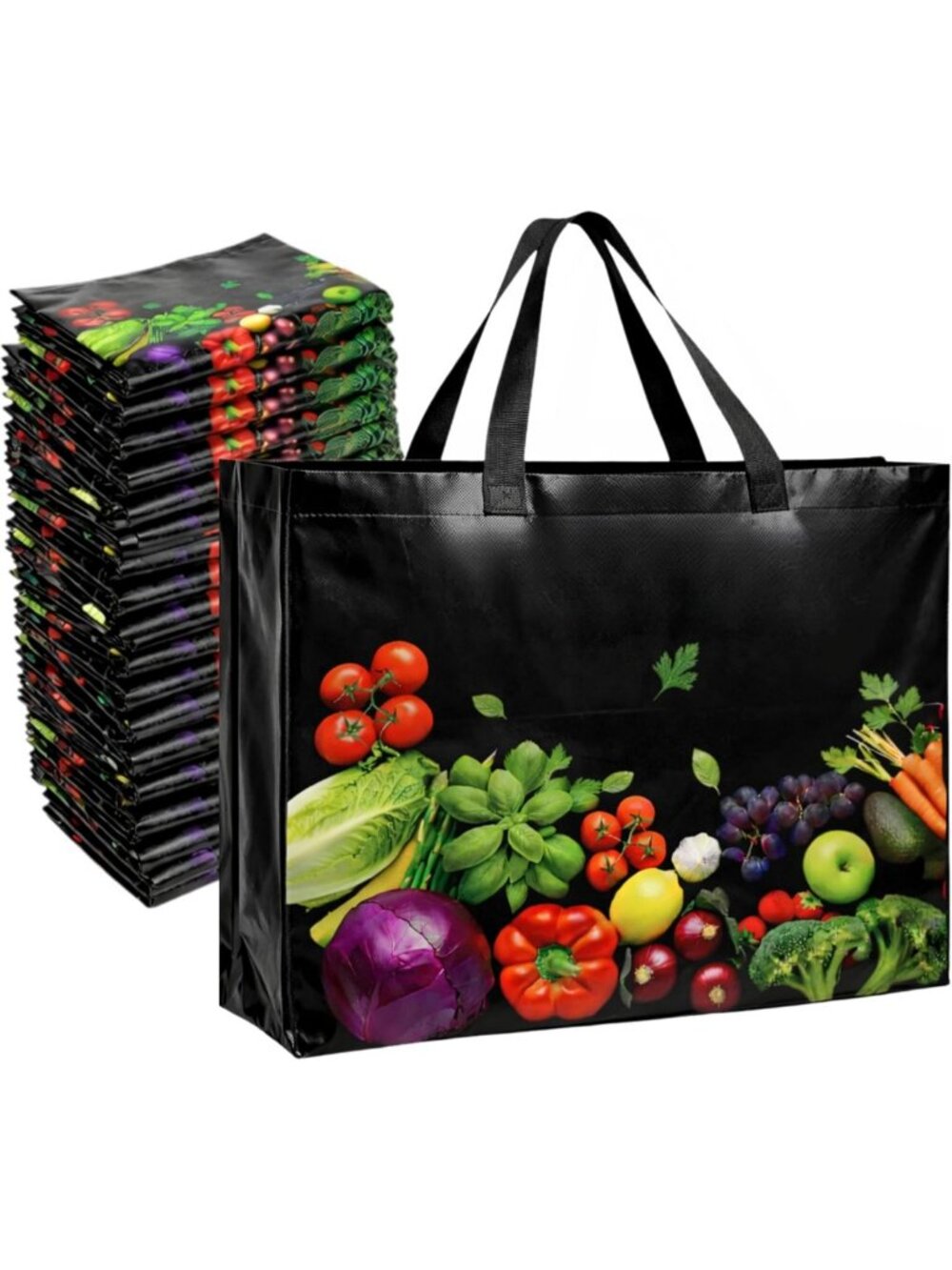 50 Pack Reusable Large Tote Bags - Eco-Friendly, Stylish Grocery Shopping Bags